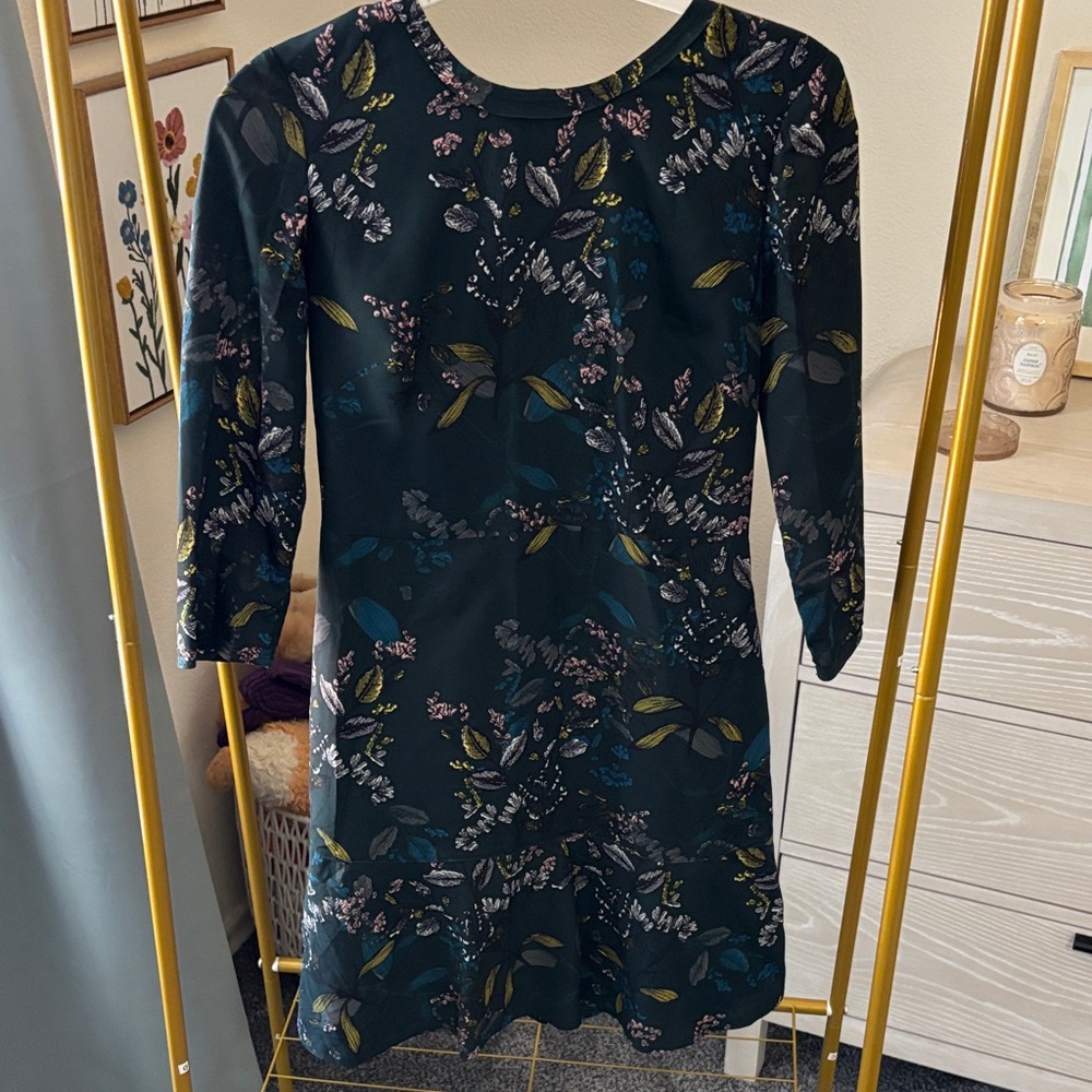 Banana Republic Dark Floral Long Sleeve Dress